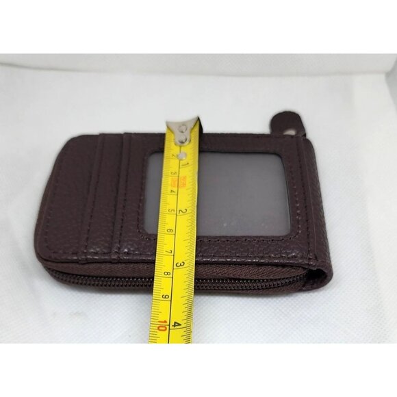 Mini Credit Card Case - Multi Card Slot Card Holder Wallet with ID Window Brown - Picture 3 of 13